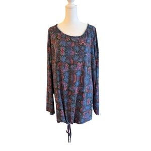 Retreat by Rhonda Shear Plus 3X Tunic Top Boho Floral Oversized Lounge Blouse